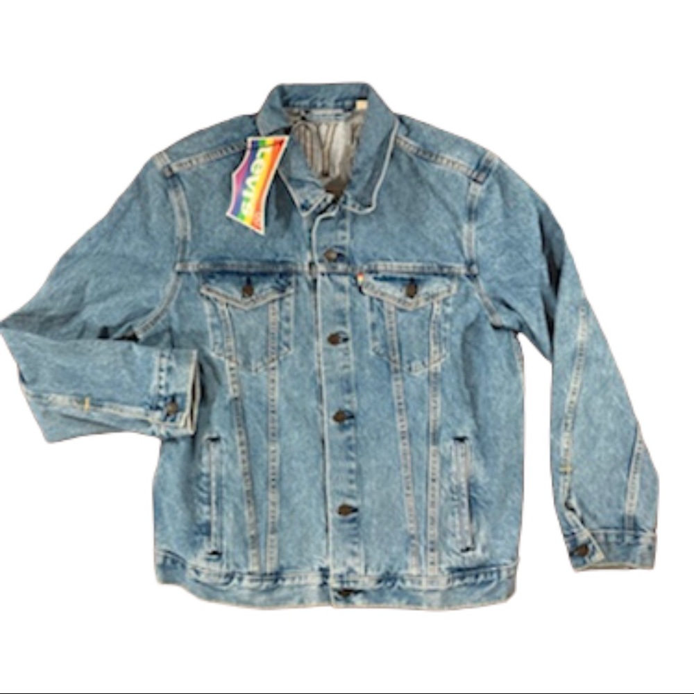 Levi’s XL Denim jacket pride “use your voice” logo NWT collared long sleeve